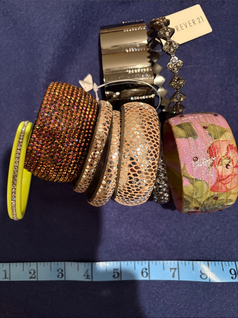 Forever 21 Pink Floral and Metallic Mixed Bangle Bracelet Set